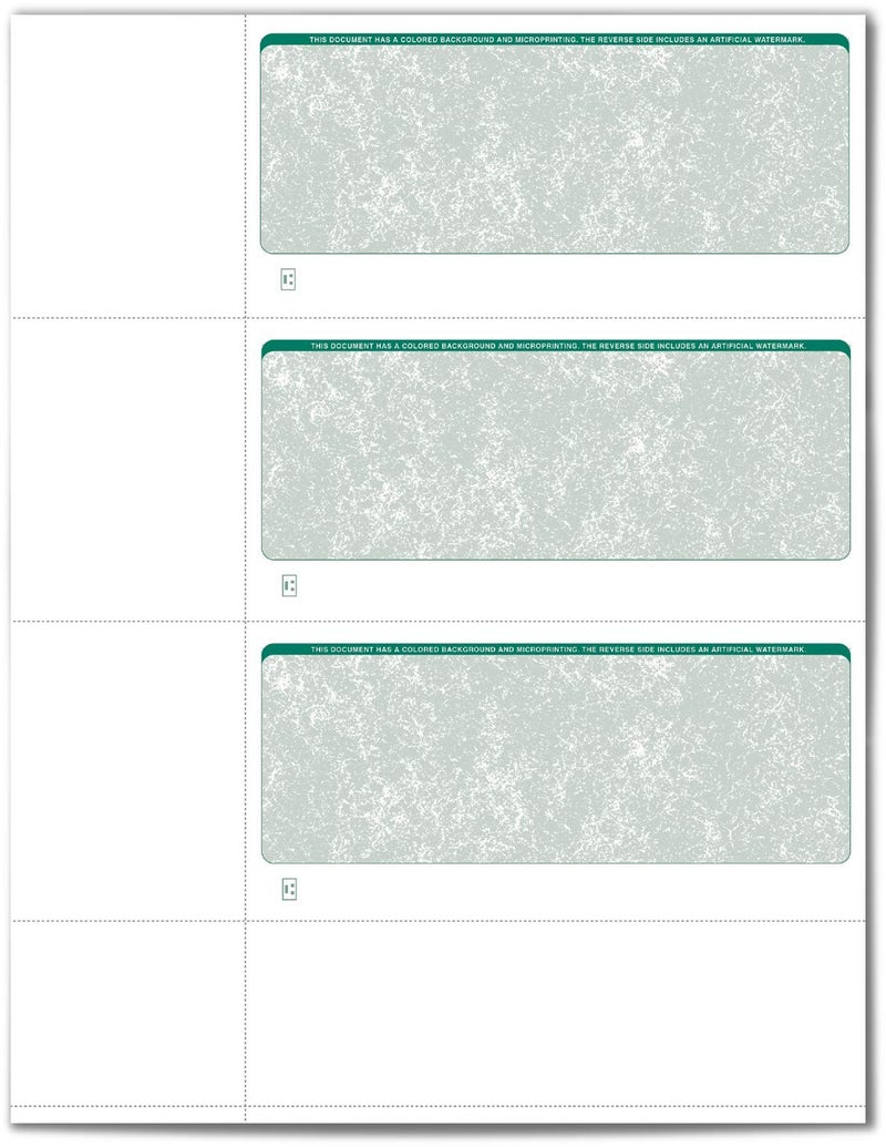 VersaCheck Secure Checks - 750 Blank Business or Personal Wallet Checks - Green Classic - 250 Sheets Form #3001-3 Per Sheet - Image 2